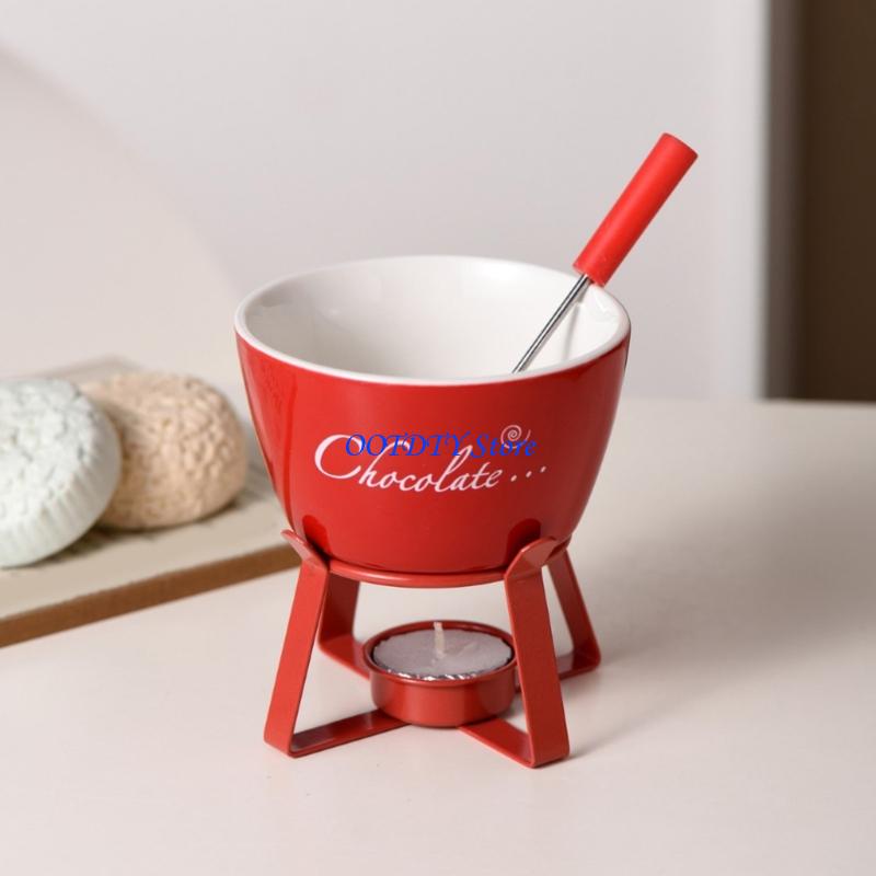 Fondue Pot Ceramic - 367A Ceramic Butter Warmers Set Fondue