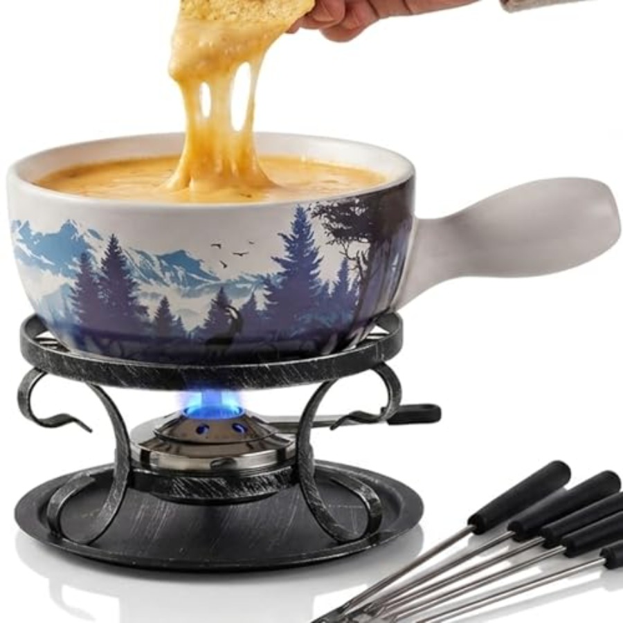 Fondue Pot Ceramic - Artestia Serene Summits Swiss Design Fondue
