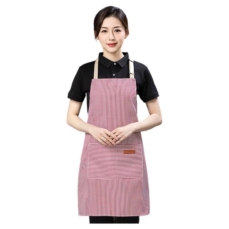 Home Cooking Work - G6KF Striped Kitchen Apron With Adjustable