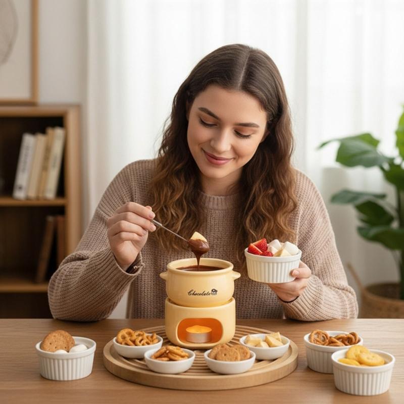 Fondue Pot Ceramic - E8BD Ceramic Chocolate Melting Pot With