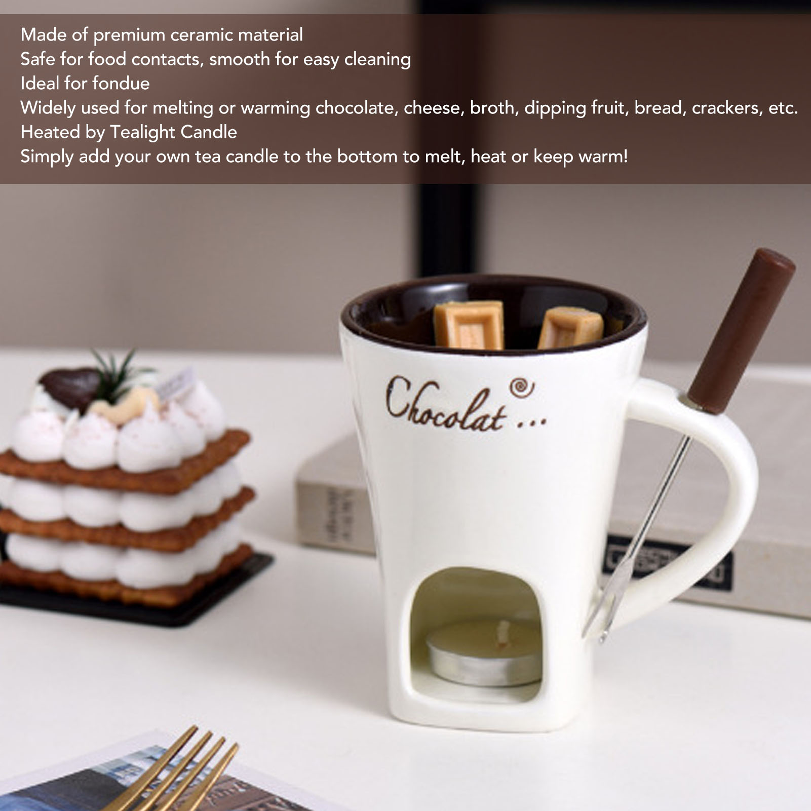 Chocolate Melting Fondue Mug C - Fondue Pot Ceramic のレビューと価格