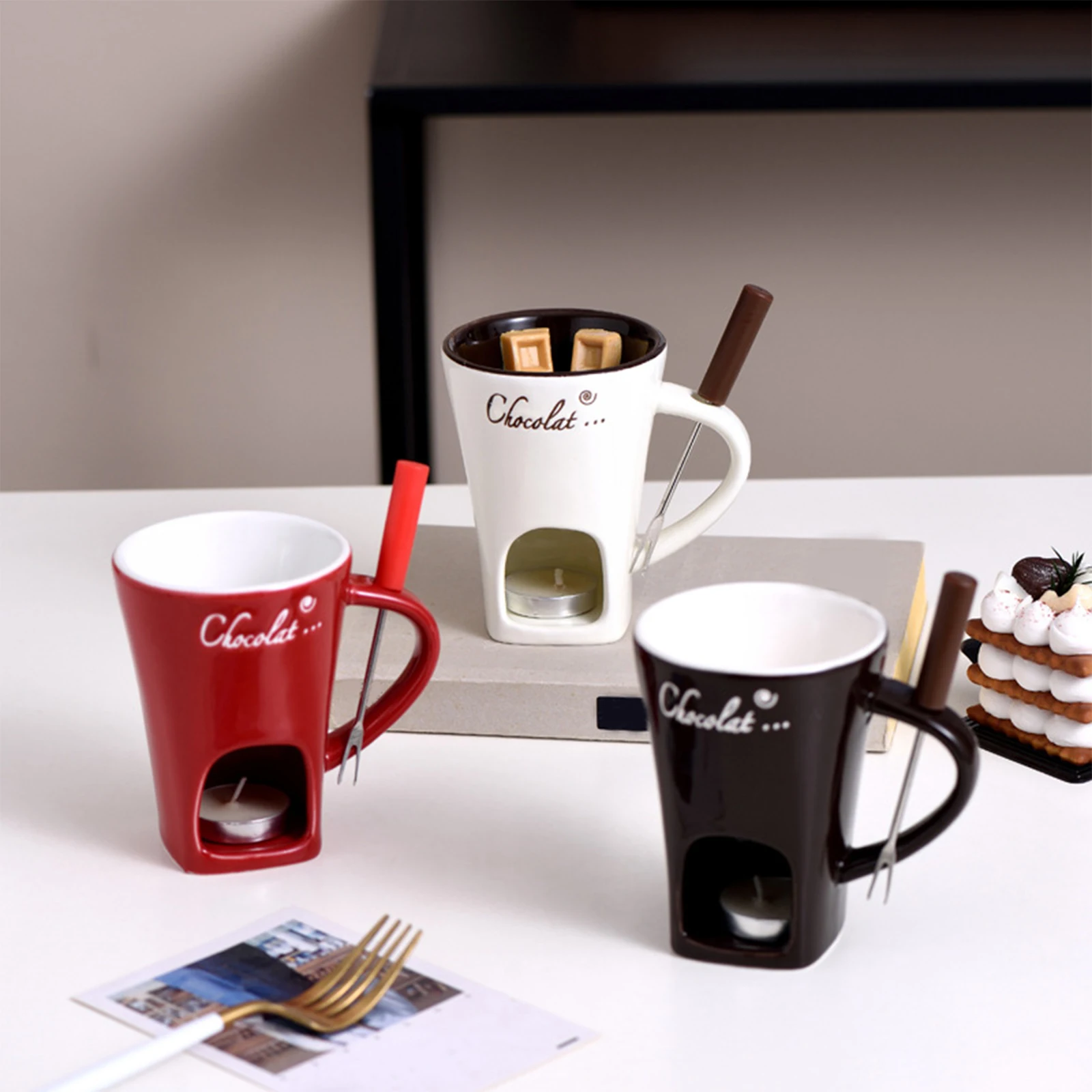130ML Fondue Mug Chocolate Mel - Fondue Pot Ceramic のレビューと価格