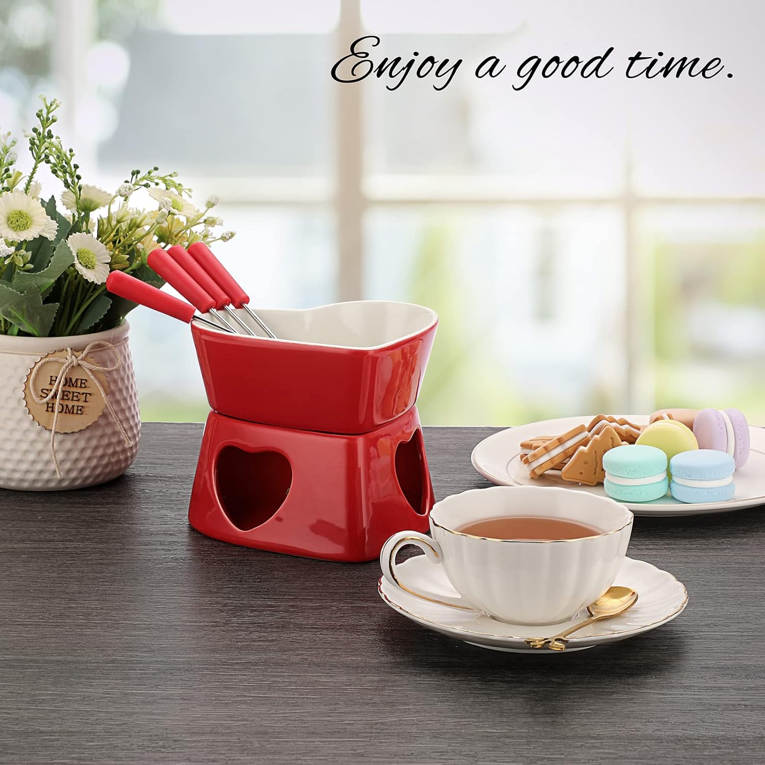 320ml Ceramic Heart-Shaped Fon - Fondue Pot Ceramic のレビューと価格