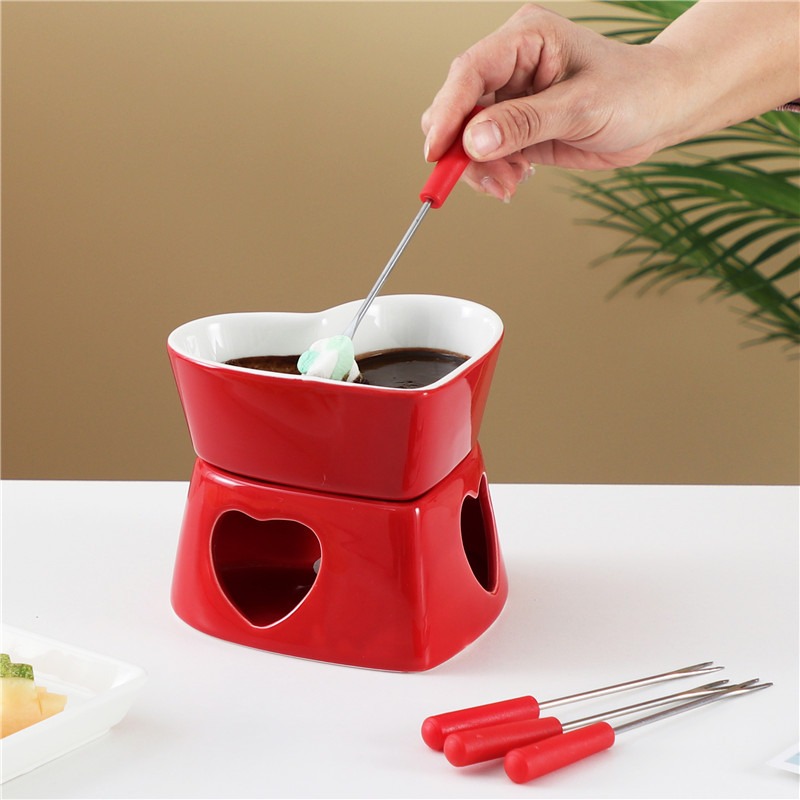 320ml Ceramic Heart-Shaped Fon - Fondue Pot Ceramic のレビューと価格